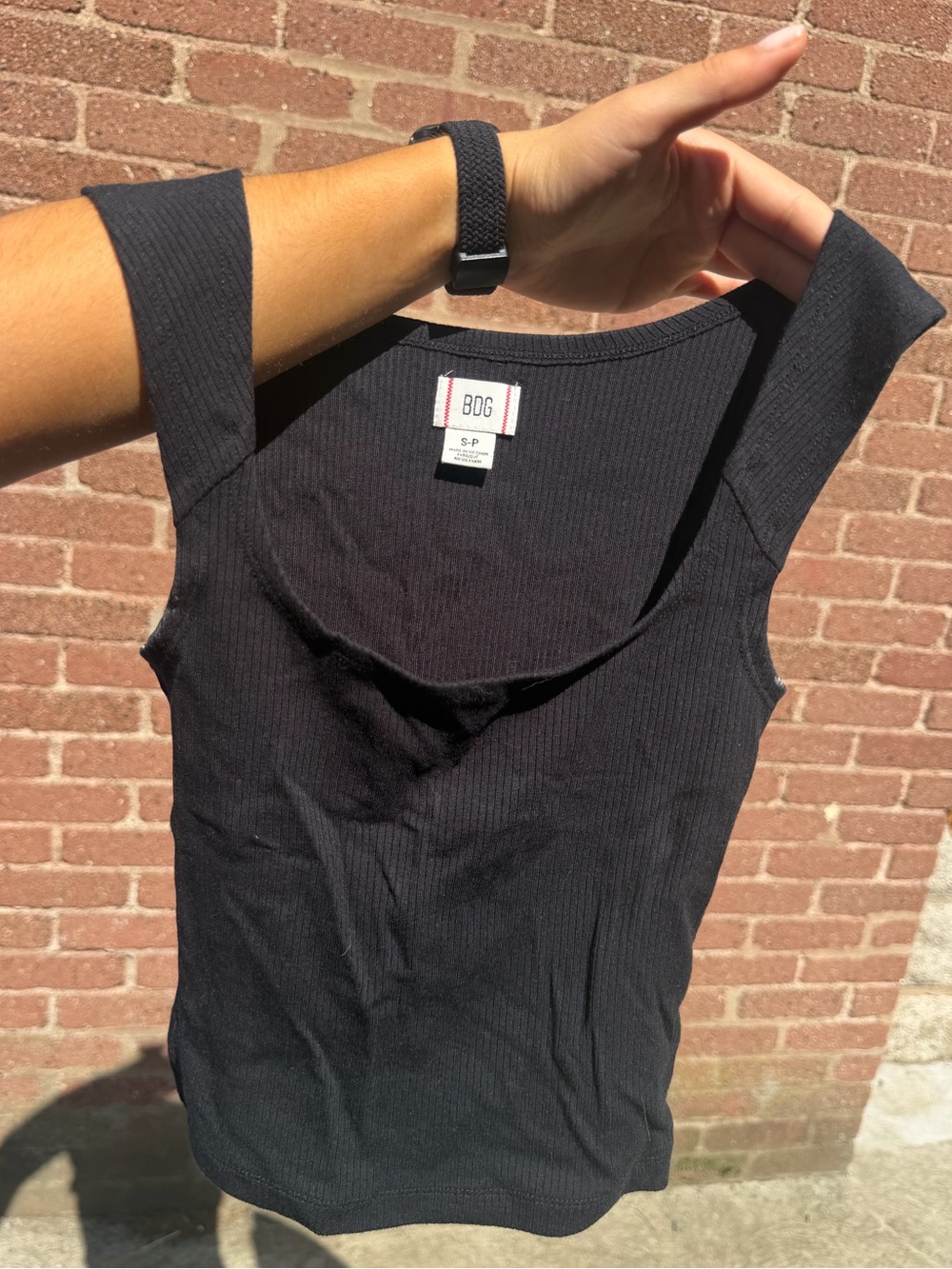 BDG Black Ribbed Scoop Neck Tank Top